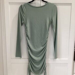 Light Green Long-sleeve Round Neck Dress
